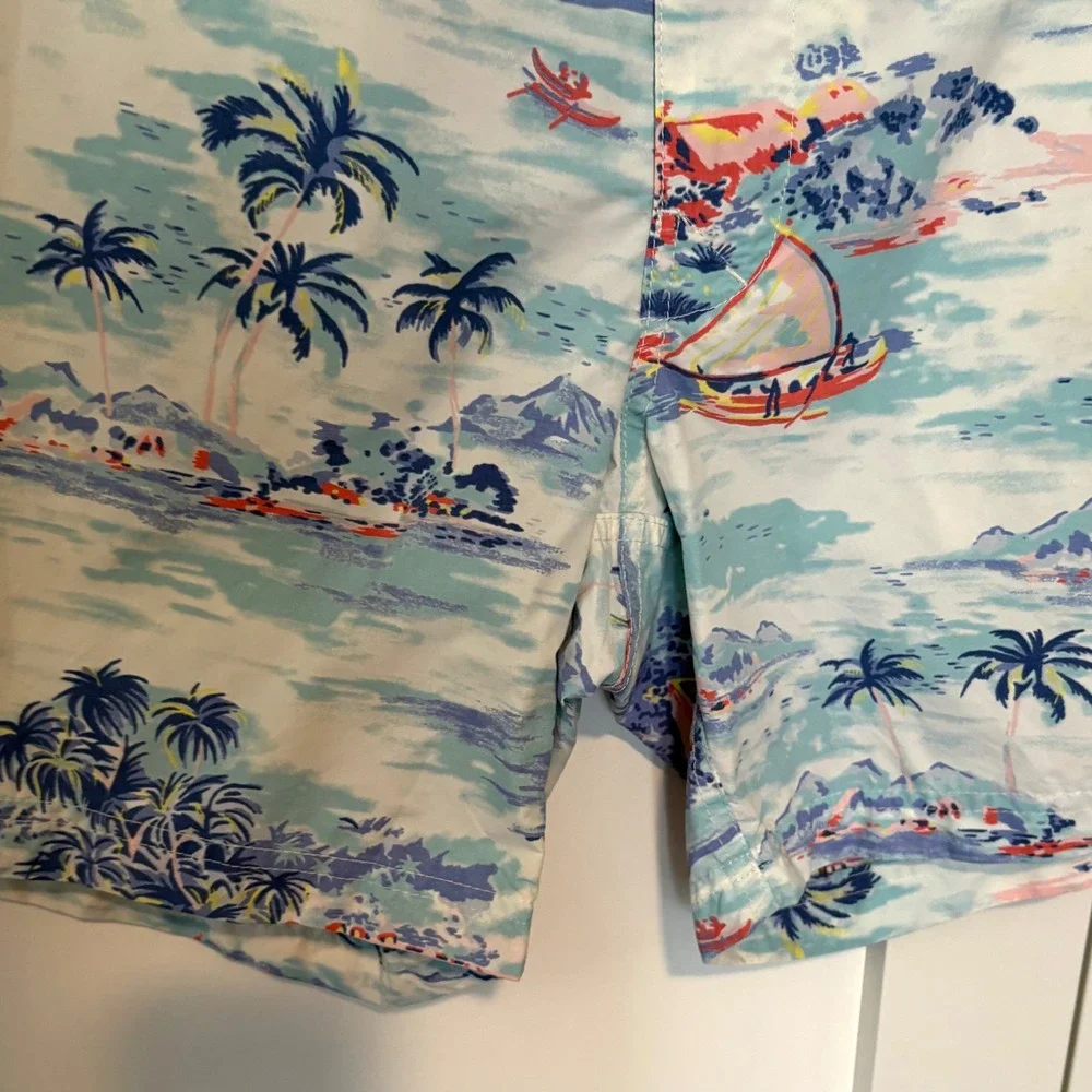 J. Crew Men's Tropical Landscape Print‎ Swim Short in Size 33